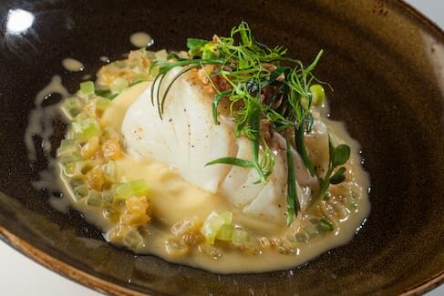 Fillet of Norwegian SKREI® with parsnip purée and a verjus and spring onion butter sauce