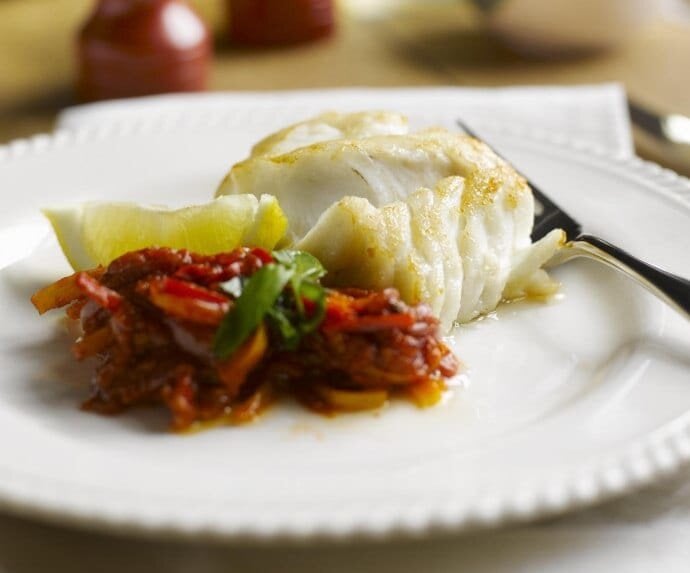 Roasted Norwegian Skrei with Pepperonata & Basil