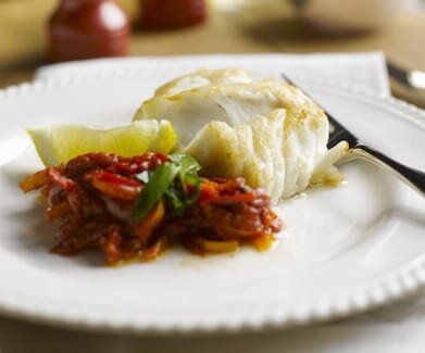 Roasted Norwegian Skrei with Pepperonata & Basil