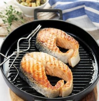 Grilled Norwegian Salmon Steaks with an Apple & Dijon sauce