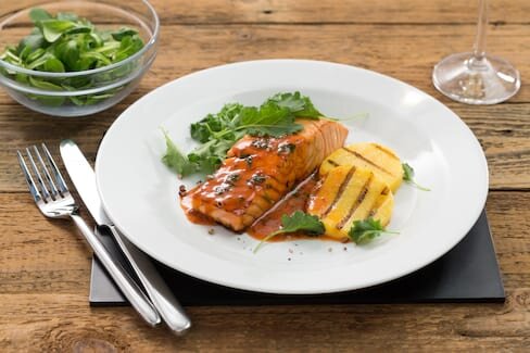 Roasted Norwegian salmon with polenta
