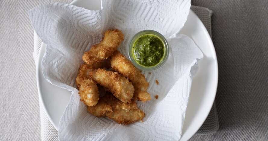 Crispy Norwegian cod cheeks with dill, anchovy & pickled cucumber salsa ...