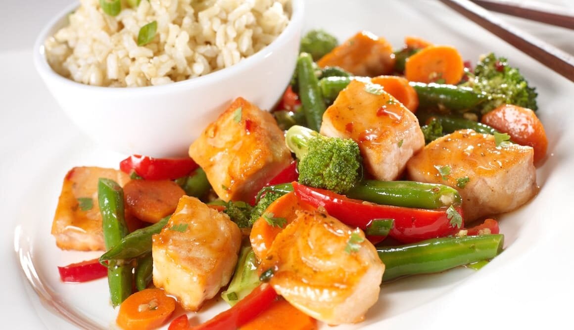 Norwegian salmon stir-fry
