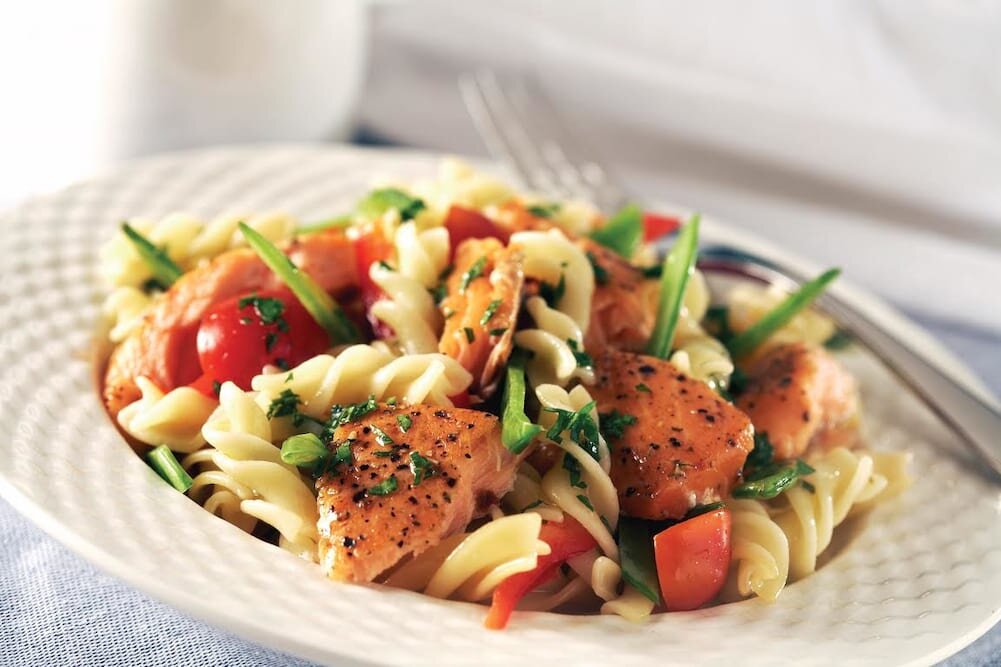 Hot Smoked Salmon Pasta Salad