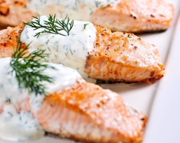 Norwegian salmon with dill sauce