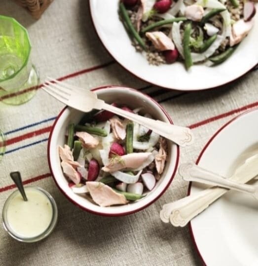 Summertime Norwegian salmon, fennel & pearled spelt salad