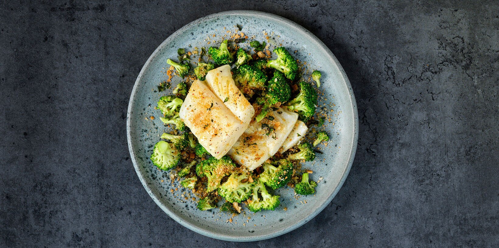 Norwegian Stockfish filet with broccoli and toasted breadcrumbs