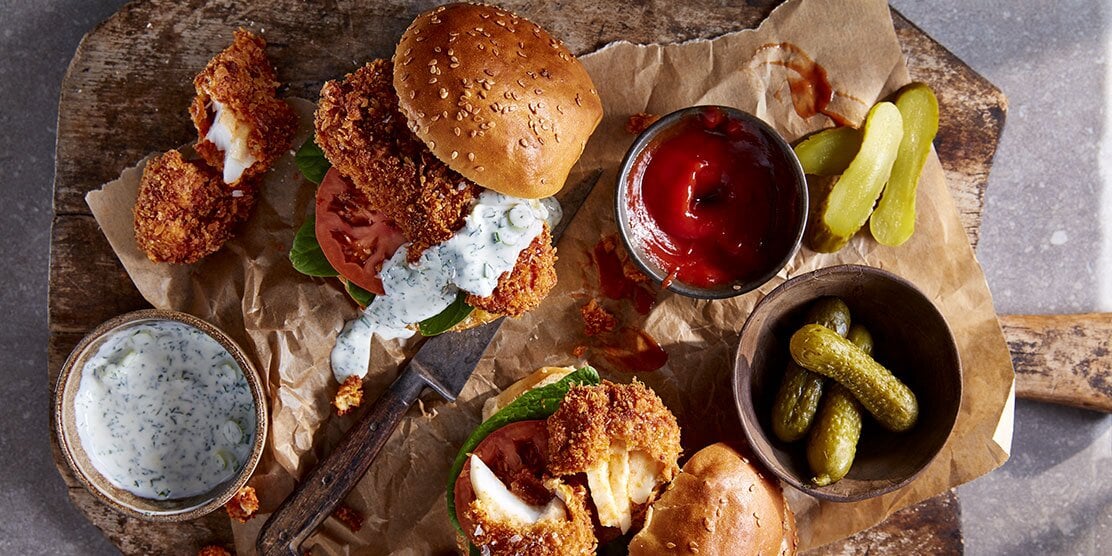 Spicy Cajun Fish Finger Brioche Roll