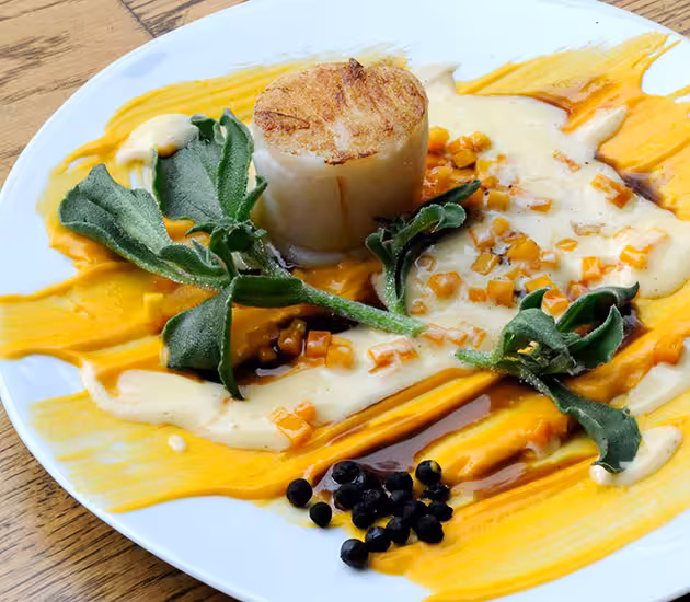 Norwegian Cod with Juniper Ashes, Butternut Squash and Liquorice Sabayon