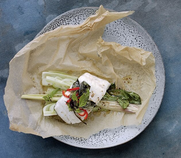 Steamed Sesame Norwegian Cod en Papillote