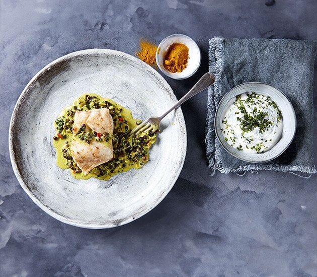 Norwegian cod with indian spices