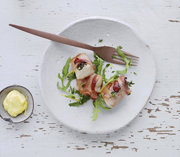 Pancetta wrapped cod