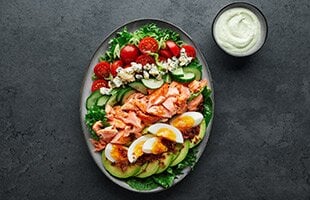 Cobb salad with Norwegian fjord trout