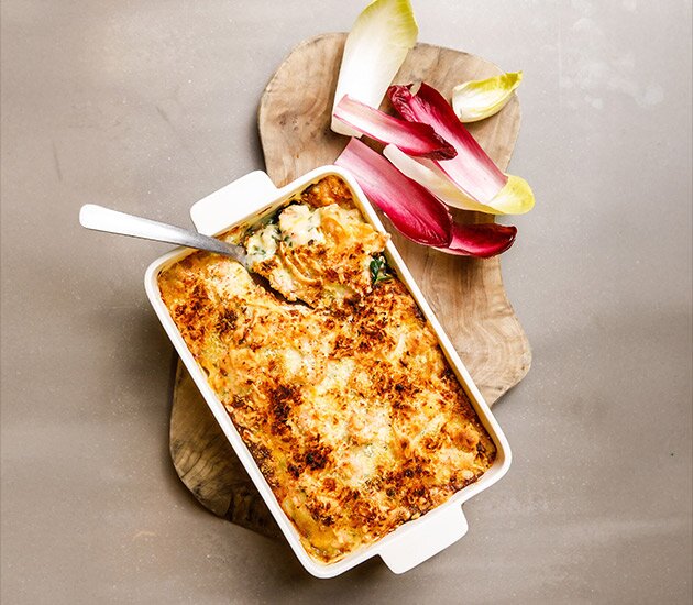 Norwegian Trout, Prawn & Leek Gratin