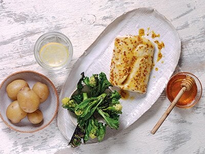 Honey and Mustard Glazed Norwegian Haddock