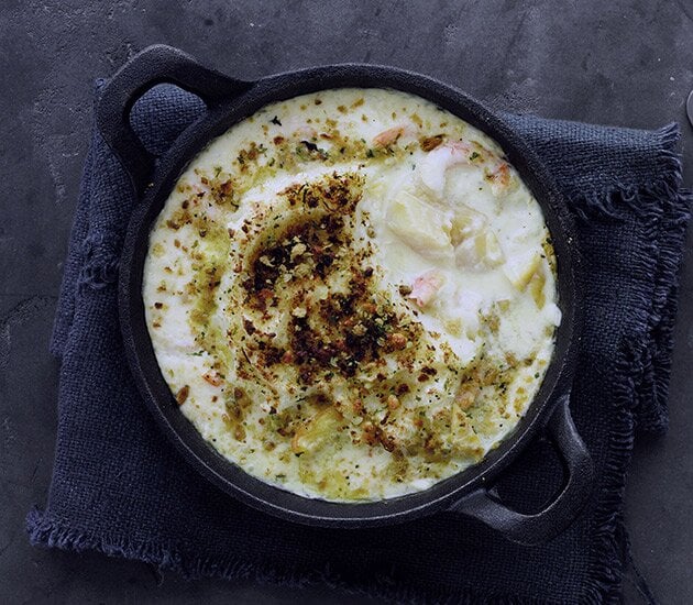 Smokey Norwegian Fish Pie with a Cheese and Parsley Crumb