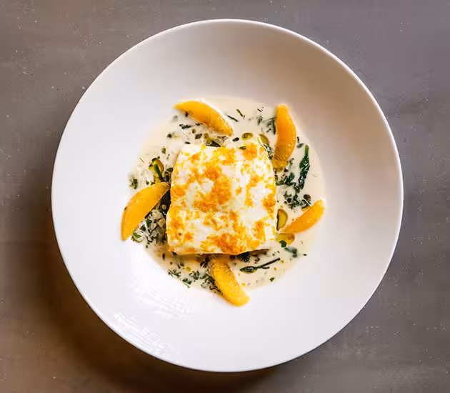 Poached Norwegian Halibut with Orange & Vermouth