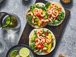 Tacos with Norwegian prawns