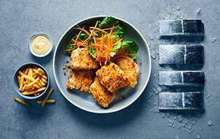 Crispy nuggets with Norwegian saithe