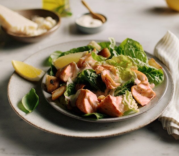 Norwegian salmon caesar salad