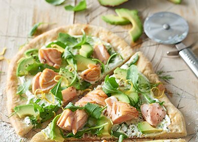 Summer Salmon Flat breads with Avocado, Lemon & Rocket