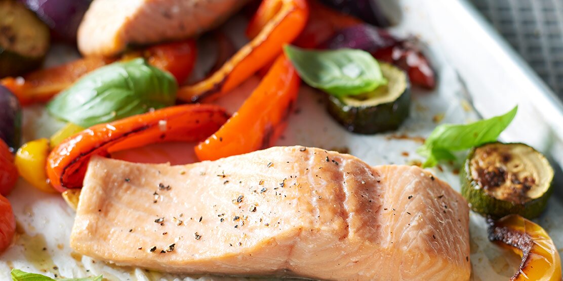 Mediterranean Salmon Tray Bake