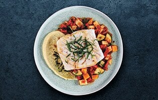 Norwegian Skrei with Polenta and Ratatouille