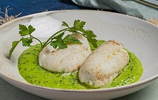 Norwegian skrei in salsa verde by cato wara (norwegian skrei,salsa verde)