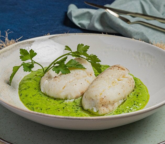 Norwegian skrei in salsa verde by cato wara (norwegian skrei,salsa verde)