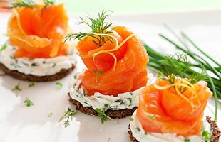Norwegian smoked salmon canapés with cream cheese 
