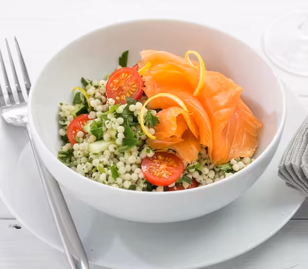Norwegian smoked salmon tabbouleh