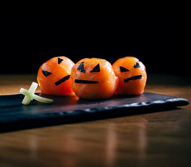 Terrifying smoked Norwegian salmon pumpkins