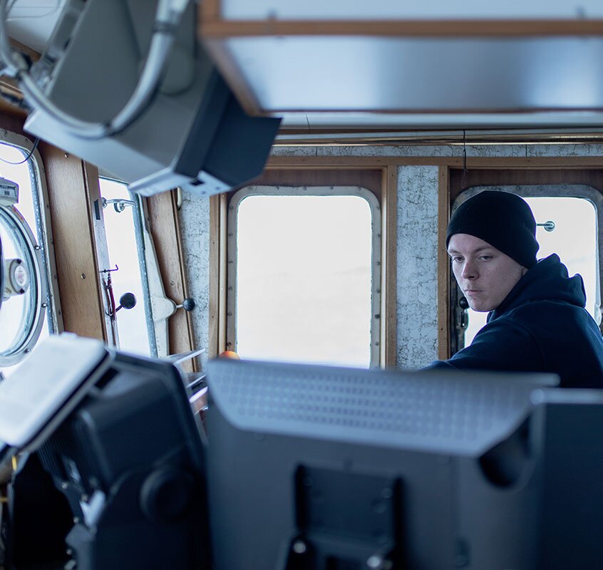 Tor-Øyvind in the bridge of his boat