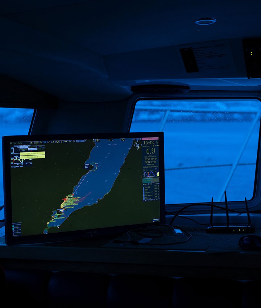 Technical equipment inside a boat